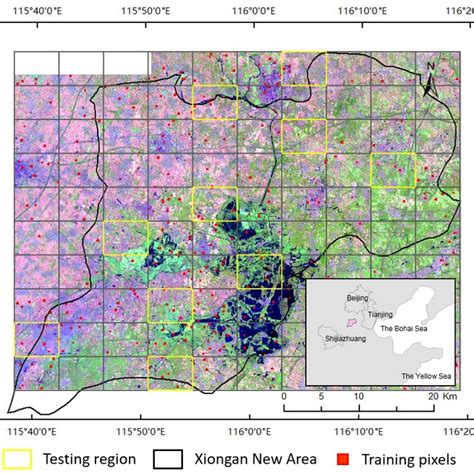 Study area and validation regions (the location of the Xiongan New Area ...