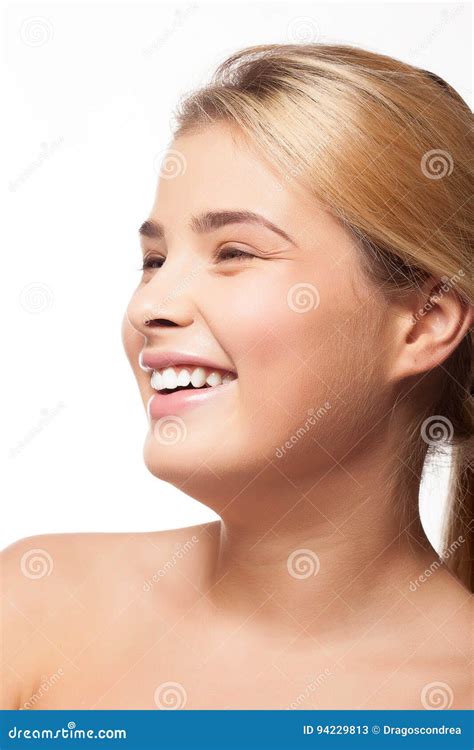 Beautiful Girl Smiling on White Background Stock Image - Image of ...