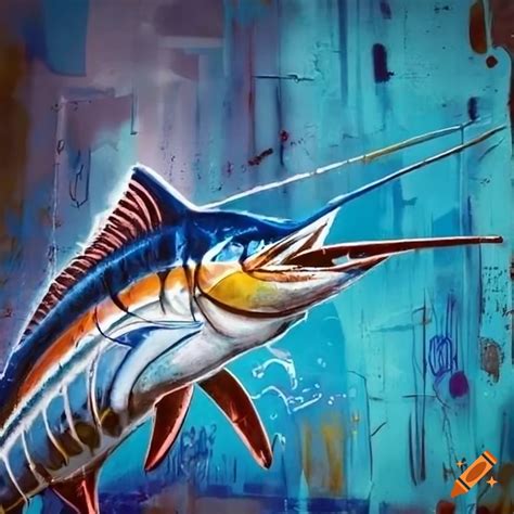 Graffiti art of a marlin painting on Craiyon