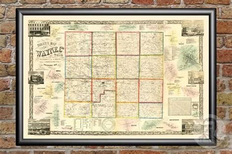 Wayne County Ohio Map 1856 Old Map of Wayne County Ohio Art - Etsy ...