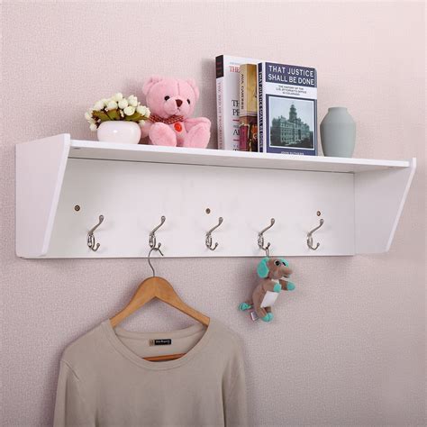 Veryke 37" Wall Shelf with Hooks, Wall Shelves and Ledges, Wall Mount ...