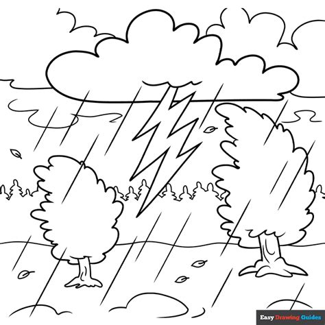 Thunderstorm Coloring Page | Easy Drawing Guides