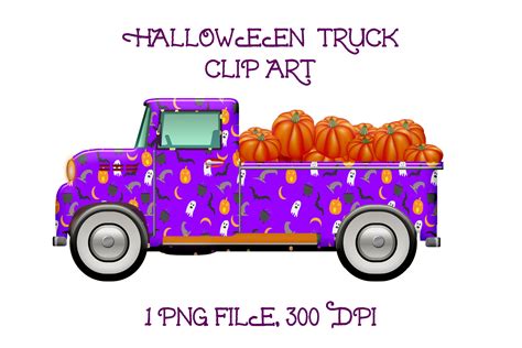 Halloween Truck with Pumpkins Clip Art By Me and Ameliè | TheHungryJPEG.com