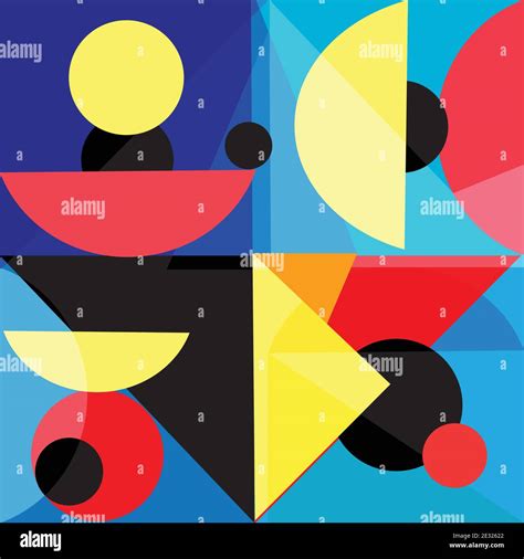 Abstract bright geometric background of various interesting objects and shapes. Design example ...