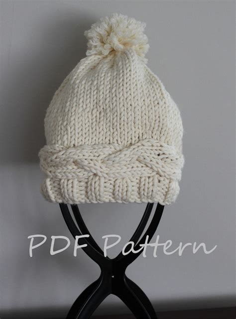 KNITTING PATTERN Pom Pom Hat adult Sizing PDF Knitting - Etsy