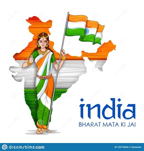 Mother India on Indian Background for Happy Independence Day of India Stock Vector ...