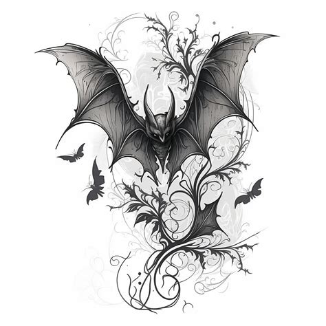 Bat Tattoo Design White Background PNG File Download High Resolution - Etsy