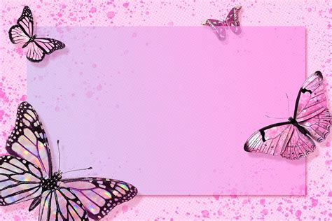 Rectangle pink butterfly frame design element | premium image by ...