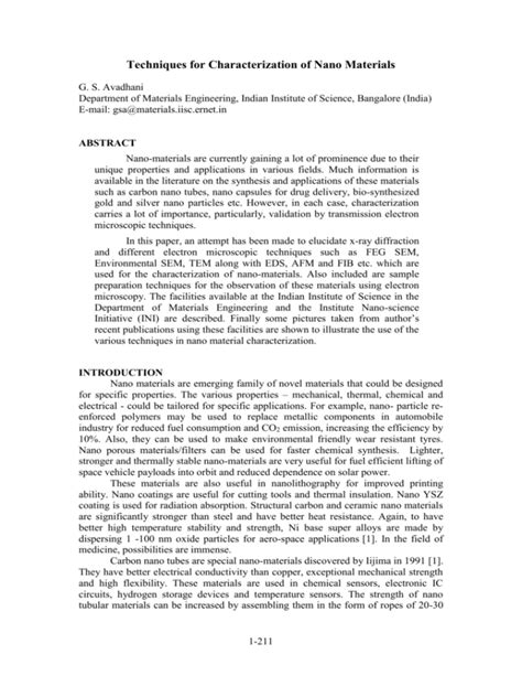 Characterization of Nano Materials using Electron Microscopy