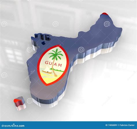 3d Flag Map Of Guam Royalty Free Stock Images - Image: 7406889