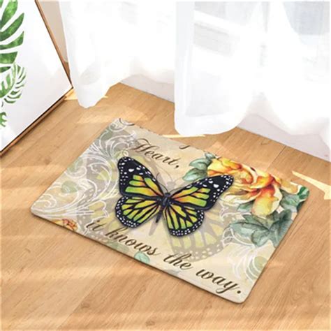 2017 Practical Fashion Retro Butterfly Theme Print Mats Rectangular Floor Mats Living Room Non ...