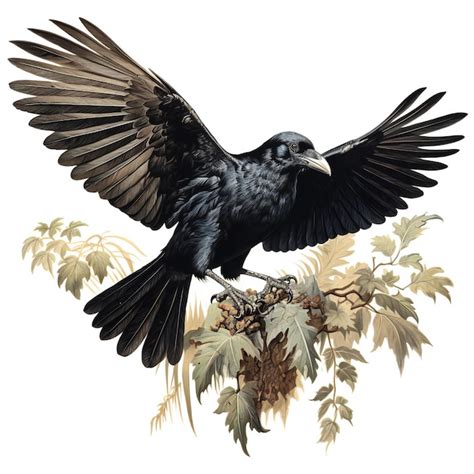 Premium Photo | Raven Bird Illustration Black Bird Clipart