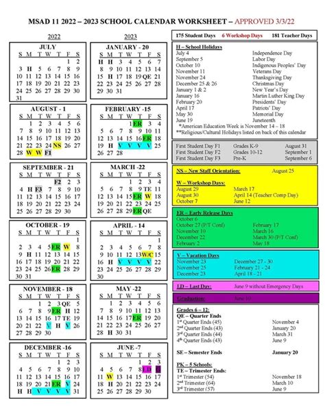 Maine School Administrative District 11 Calendar 2024-2025