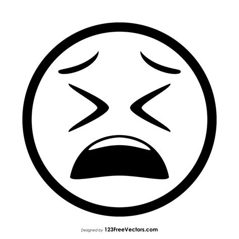 Weary Face Emoji Outline - https://www.123freevectors.com/weary-face-emoji-outline-85562/ Emoji ...