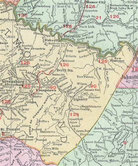 Westmoreland County, Pennsylvania 1911 Map by Rand McNally, Greensburg, Latrobe, Jeannette ...