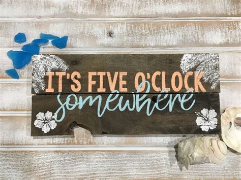 Beach Signs Beach Decor 5 O'clock Somewhere Sign Pallet | Etsy | Beach ...