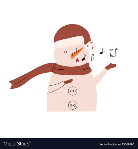 Funny snowman sings a christmas song Royalty Free Vector