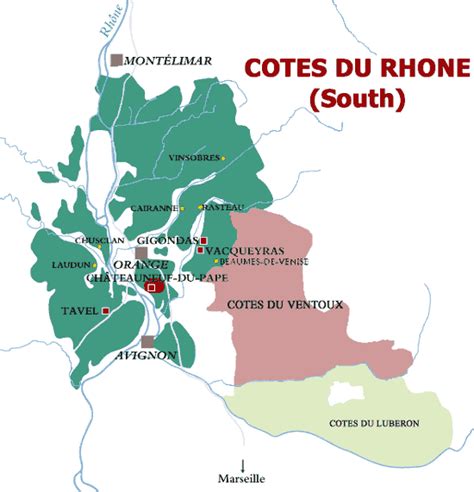 Cotes du Rhone South Wine Map with French Wine Guide