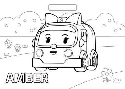 Robocar Poli Amber Coloring Page - Free Printable Coloring Pages for Kids