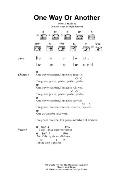 One Way Or Another by Blondie - Guitar Chords/Lyrics - Guitar Instructor