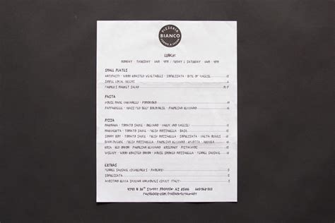 Pizzeria Bianco Menu | U.S. Pizza Museum