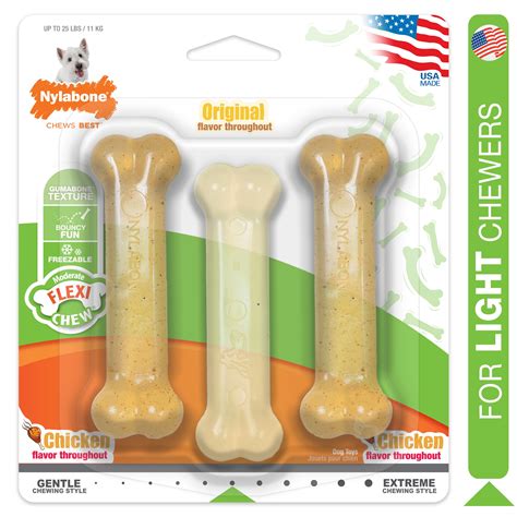 Nylabone FlexiChew Moderate Dog Toys Triple Pack Chicken & Original Flavor Small/Regular - Up to ...