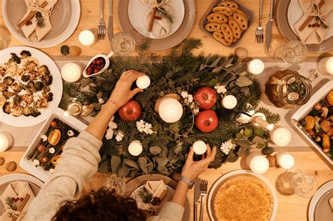 Top View of Table Set-Up for Christmas Dinner · Free Stock Photo