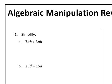 Algebraic Manipulation Review ABQuizzes - MathsFaculty