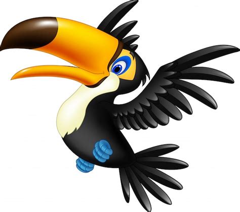 Premium Vector | Cartoon happy toucan flying