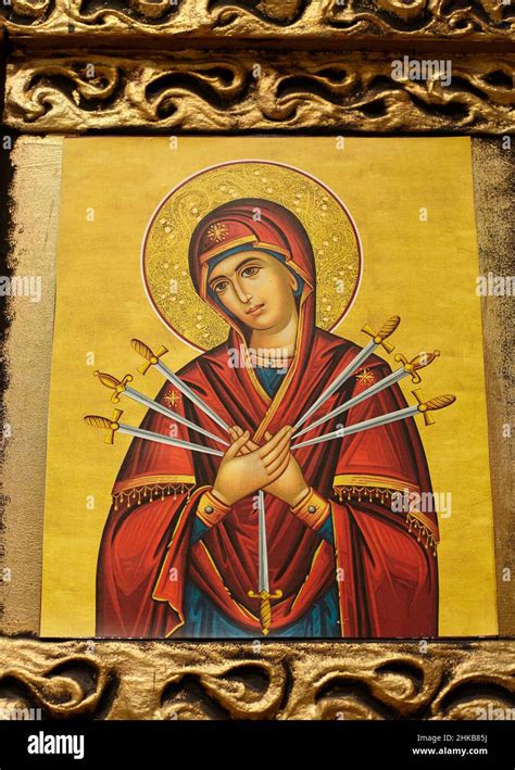 Virgin Mary orthodox greek icon Stock Photo - Alamy