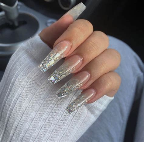 Pin by Adorna on Nails | Clear acrylic nails, Crystal nails, Glitter tip nails