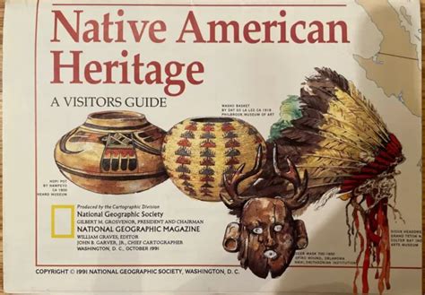 NATIONAL GEOGRAPHIC MAP Native American Heritage A Visitors Guide Poster 1991 $3.96 - PicClick