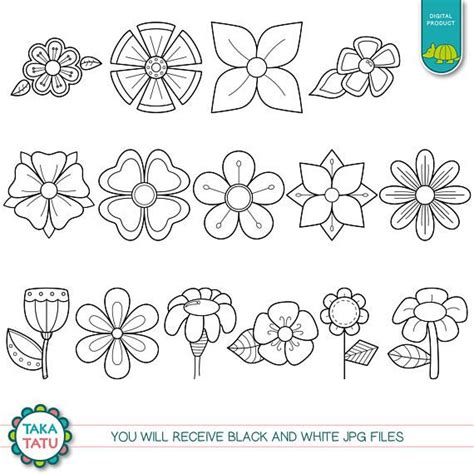 Digital Garden Digital Stamp Pack Black and White Clipart / Flowers ...