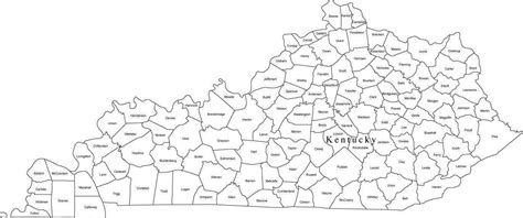 Black & White Kentucky Digital Map with Counties