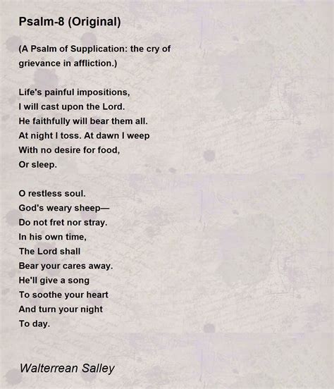 Psalm-8 (Original) - Psalm-8 (Original) Poem by Walterrean Salley