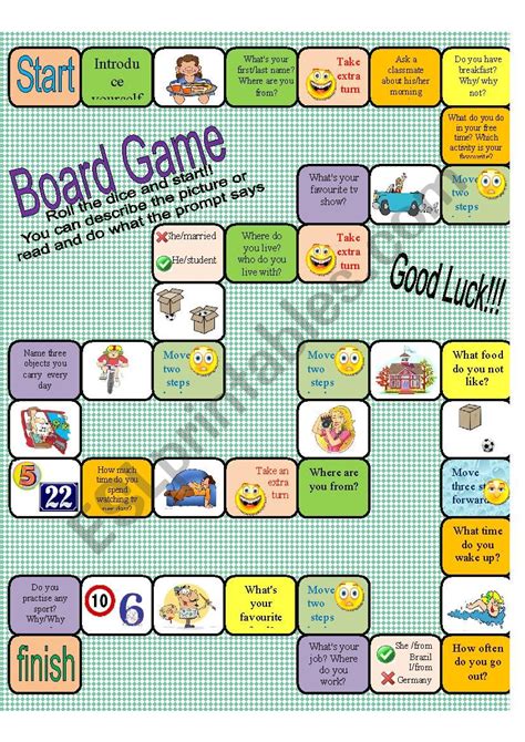 Board game- basic adult learners - ESL worksheet by mandrea1111