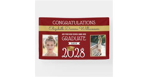 School Colors Red and Gold Graduation Banner | Zazzle