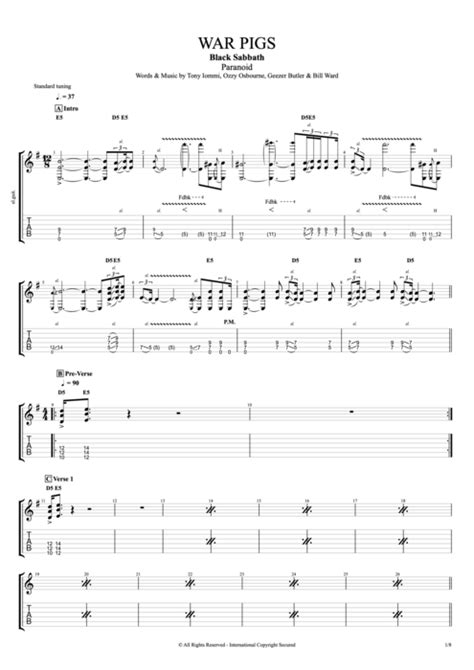 War Pigs Tab by Black Sabbath (Guitar Pro) - Full Score | mySongBook