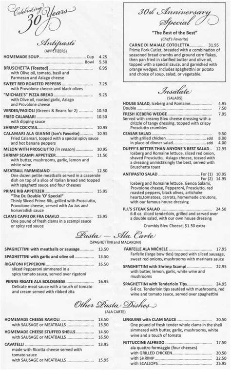 Michael's Restaurant Menu, Auburn, NY