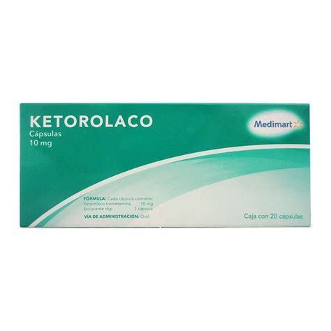 Ketorolaco Medimart 10 mg 20 cápsulas | Walmart