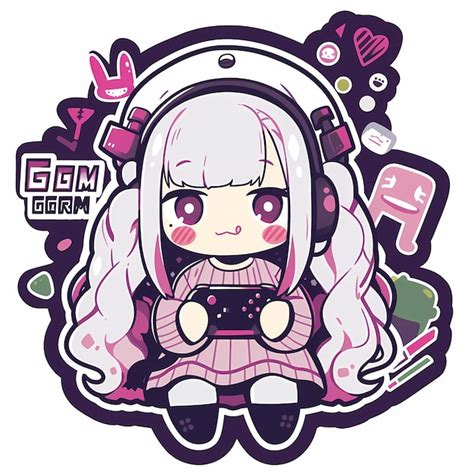 Premium AI Image | Minimal Japanese Kawaii Gamer Girl Chibi Anime ...