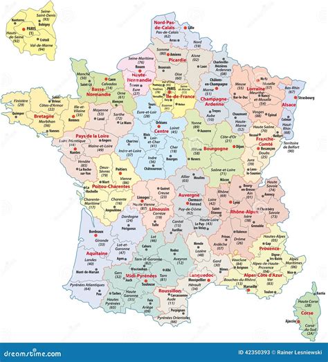 Administrative Divisions Of France Stock Vector - Image: 42350393