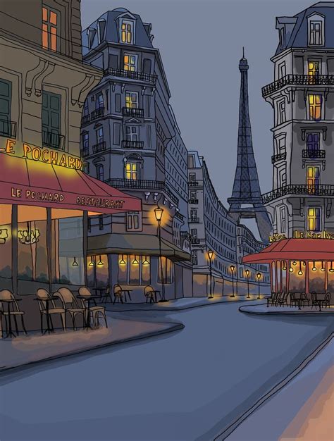 Paris at night | Paris illustration, City drawing, Paris drawing