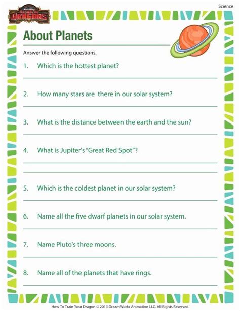 5th Grade Science Lesson Plans New About Planets Printable Science ...