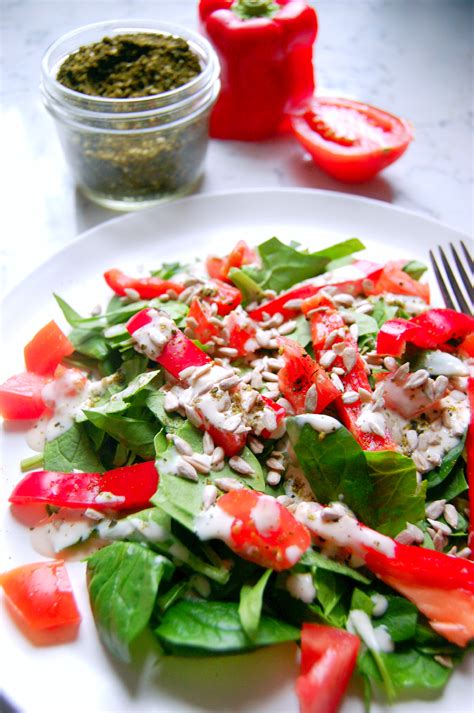 Middle Eastern Spinach Salad with Za'atar and Hummus