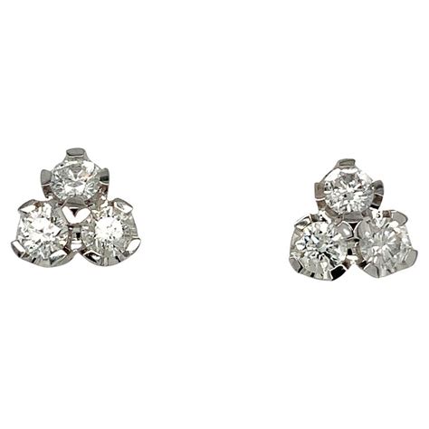 2.5 Carat Diamond White Gold Trio Stud Earrings For Sale at 1stDibs