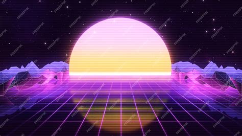 Premium Photo | 80s futuristic retro synthwave