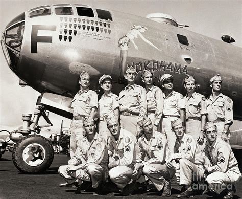 Crew Standing With B-29 Superfortress by Bettmann