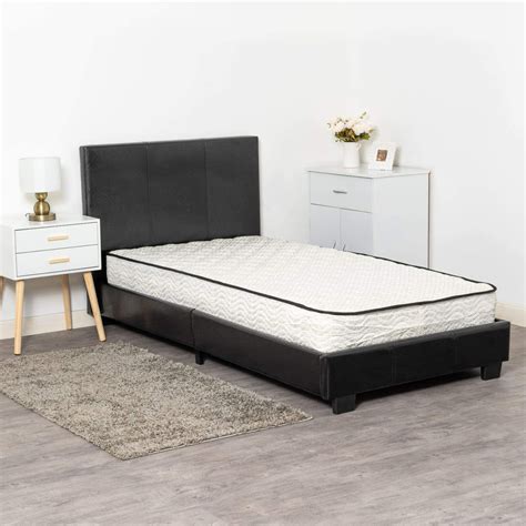 Prado Single Faux Black Leather Bed | BedSale.com