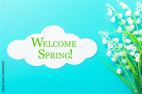 Welcome spring words and flowers Stock Photo | Adobe Stock